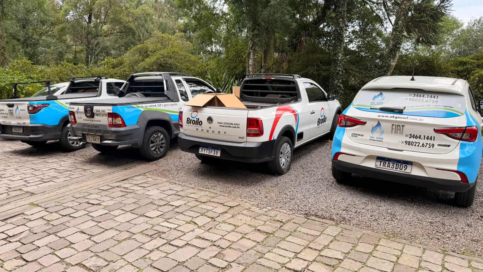 Frota Ok Gás estacionada no pátio da empresa